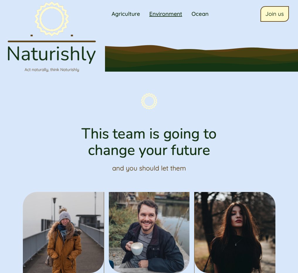 Naturishly landing page.